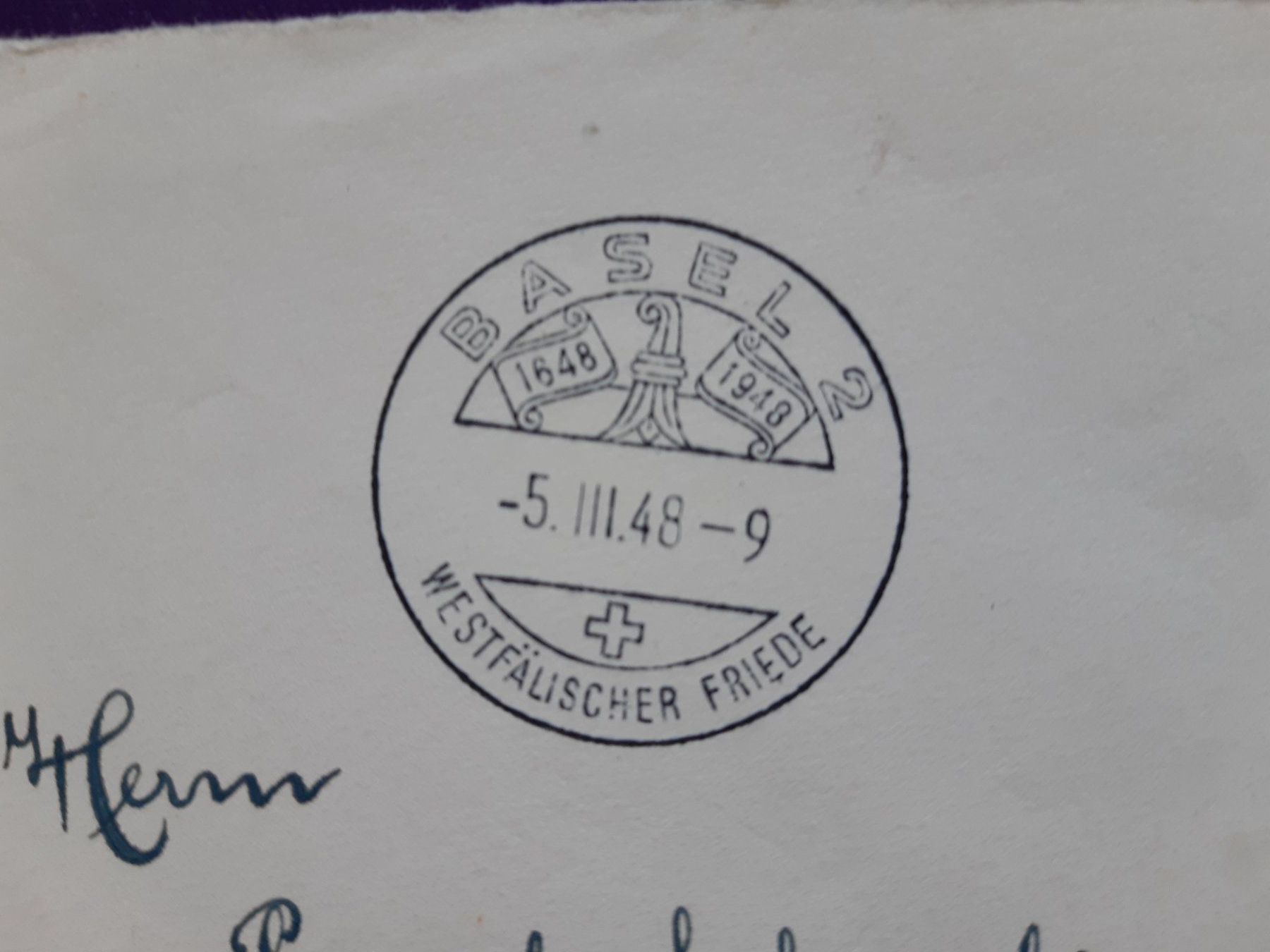 Tutti i francobolli: Brief  BASEL Sonderstempel  "westfälischer Friede" 5.3.48 – Usato da Wangs venduto da weisstannen01 1