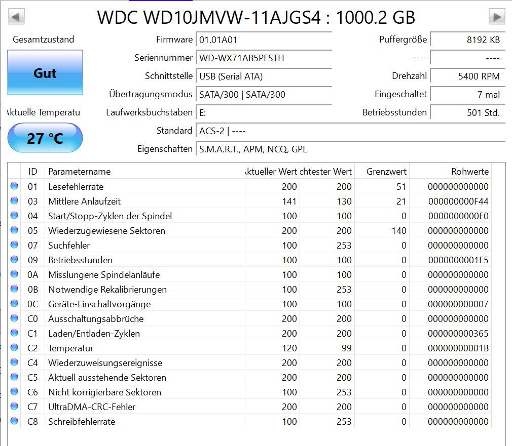 Western Digital Dischi rigidi: WD Elements 1TB 2.5" USB 3.0 HDD | Top SMART, nur 501 Std. – Usato da Lyss venduto da Andreaslyss 3