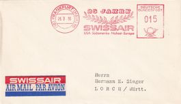 25 Jahre Swissair Firmenfreistempel (D) 1956, selten !