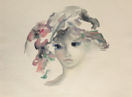 Shan-Merry  " Tête d'une fille "   Farblithographie