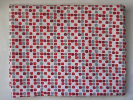 Baumwollstoff weiss mit rot/grauen Kästli Reststück