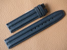sportl. NOS Leder Uhrenband 18mm blau "shrunk bombé" 18 mm