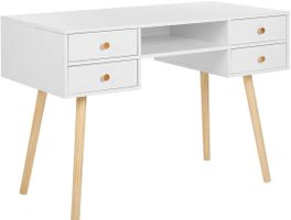 Schöner Schreibtisch weiss mit 4 Schubladen und Ablage
