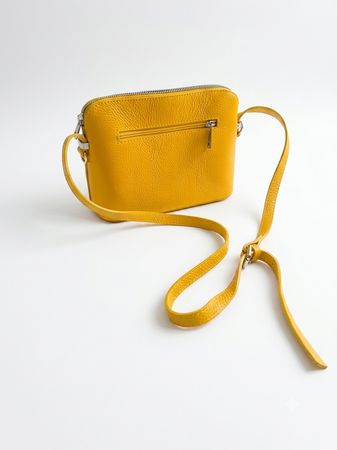 Echte Leder-Umhängetasche – Senfgelb – Made in Italy
