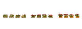 NOCH 14010 H0 Blumenkästen, blühend, rot, 12 Blumenkästen
