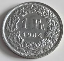 1 Fr. 1964 Helvetia Münze Silber guter Zustand