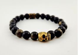 Skull-Armband Gold-Obsidian Heilsteine/Natursteine