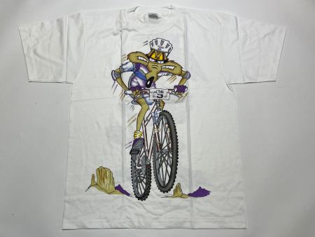 Vintage 90s T-Shirt Looney Tunes Bike Double Print Sz L