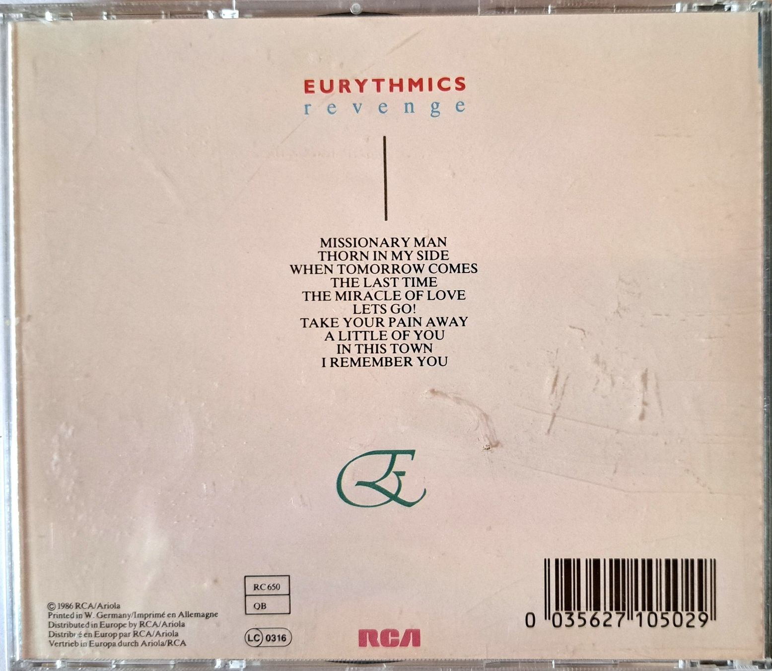 CD: EURYTHMICS - REVENGE – Usato da Tenniken venduto da mik_6mxg 7