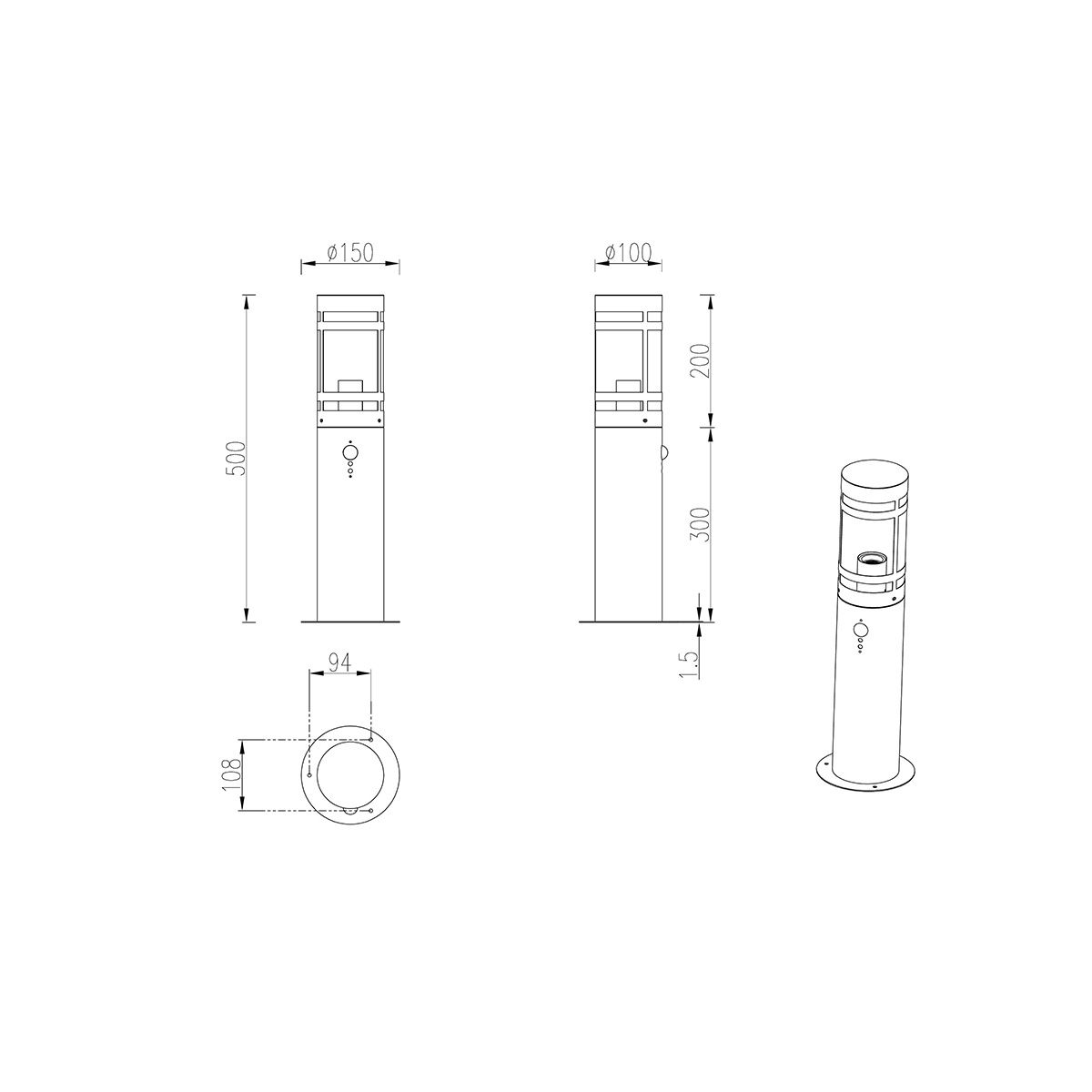 Lampade: Aussen Stehleuchte, Pfosten, 50 cm Höhe – Nuovo (secondo la descrizione) da Kreuzlingen venduto da Smart-Light 3