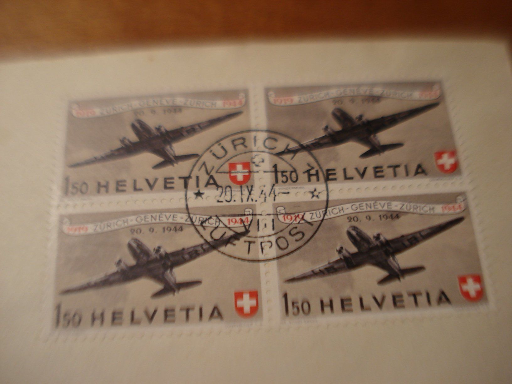 Alle Briefmarken: Briefsatz 4erblock Flugpostmarken 1944 – Gebraucht aus Niederwil AG von morostahu 1