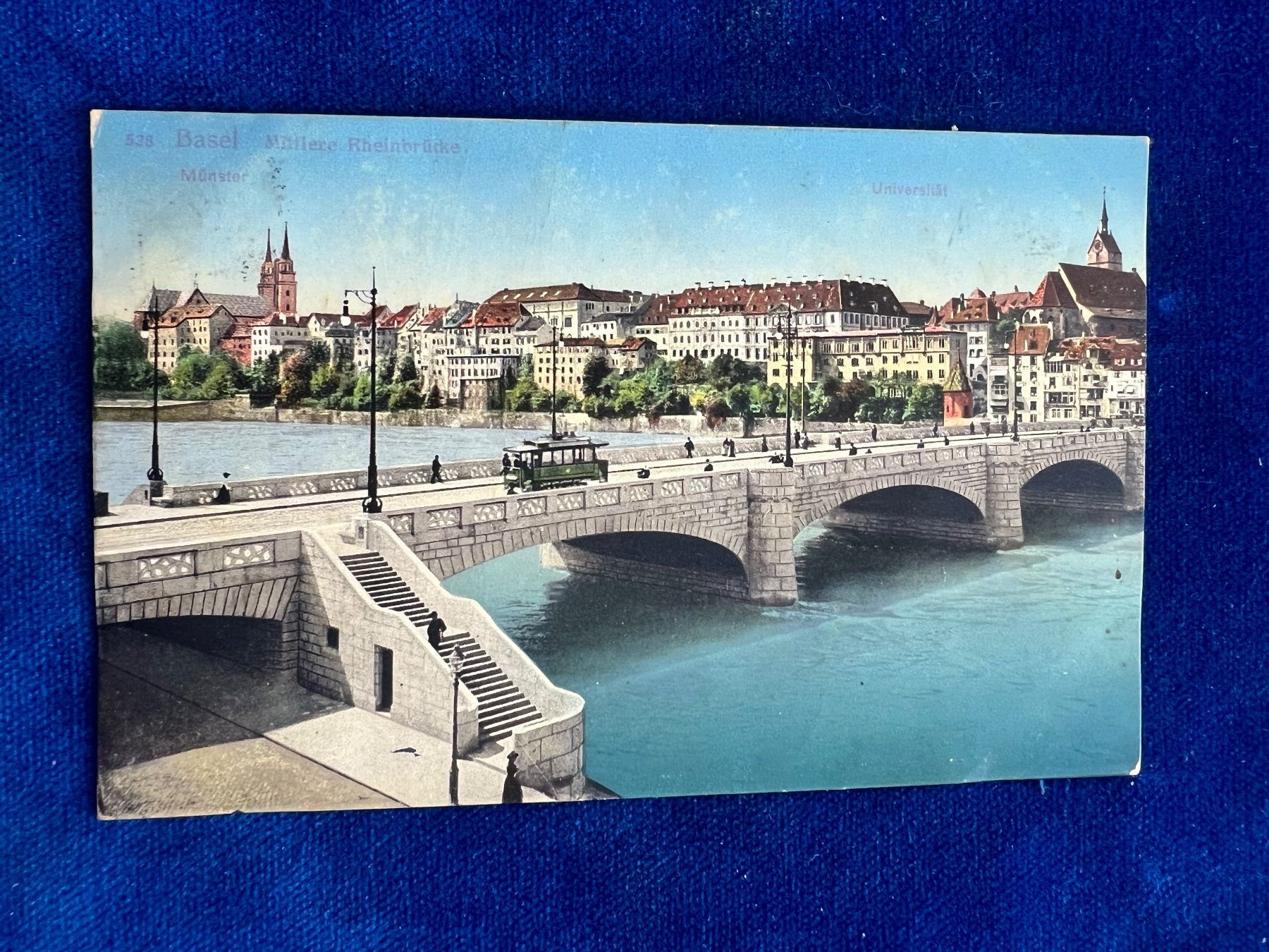 Cartoline postali: Alte Ansichtskarte Basel Mittlere Rheinbrücke 1911 – Usato da Hermetschwil-Staffeln venduto da militaria-schweiz