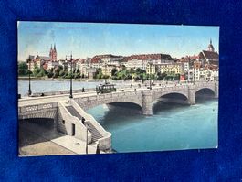 Alte Ansichtskarte Basel Mittlere Rheinbrücke 1911