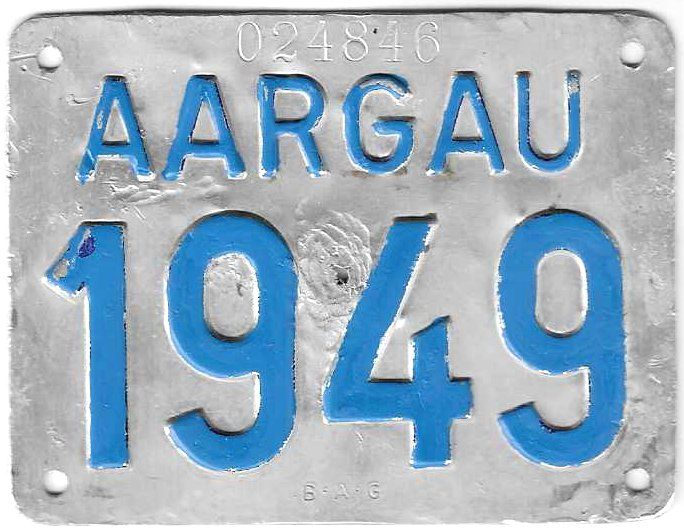 Insegne: Velonummer Aargau 1949 AG 49 – Usato da Bülach venduto da anska