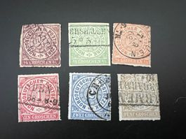 Norddeutscher Postbezirk Lot Mi.1-6 von 1868 gest.  (3624)