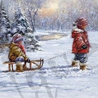 Serviette winter sleigh ride (1684) 2Stk.