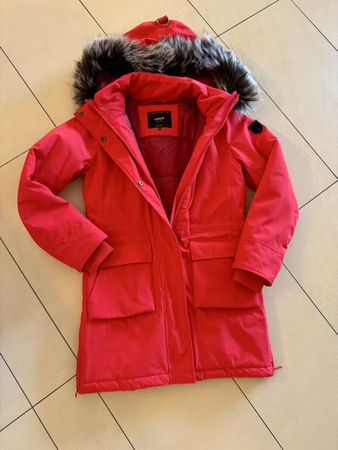 ONLY Parka rot mit Kapuze und Kunstpelz Grösse S