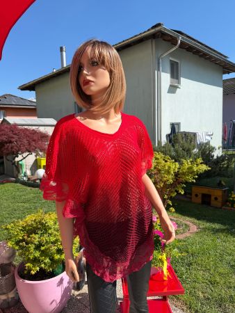 Roter Sommer-T-shirt mit Spitze  (gr. M)