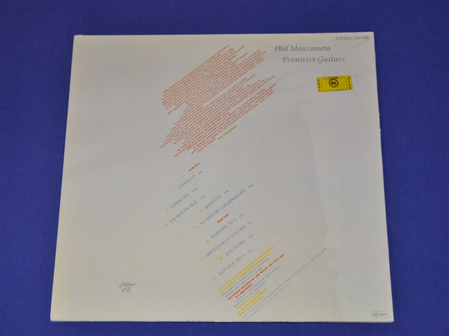 Schallplatten: LP Phil Manzanera - Primitive Guitars – Gebraucht aus Boll von Theodora15 1