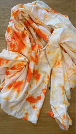 Leichter Sommer Schal Batik Orange/Weiss, Neuwertig