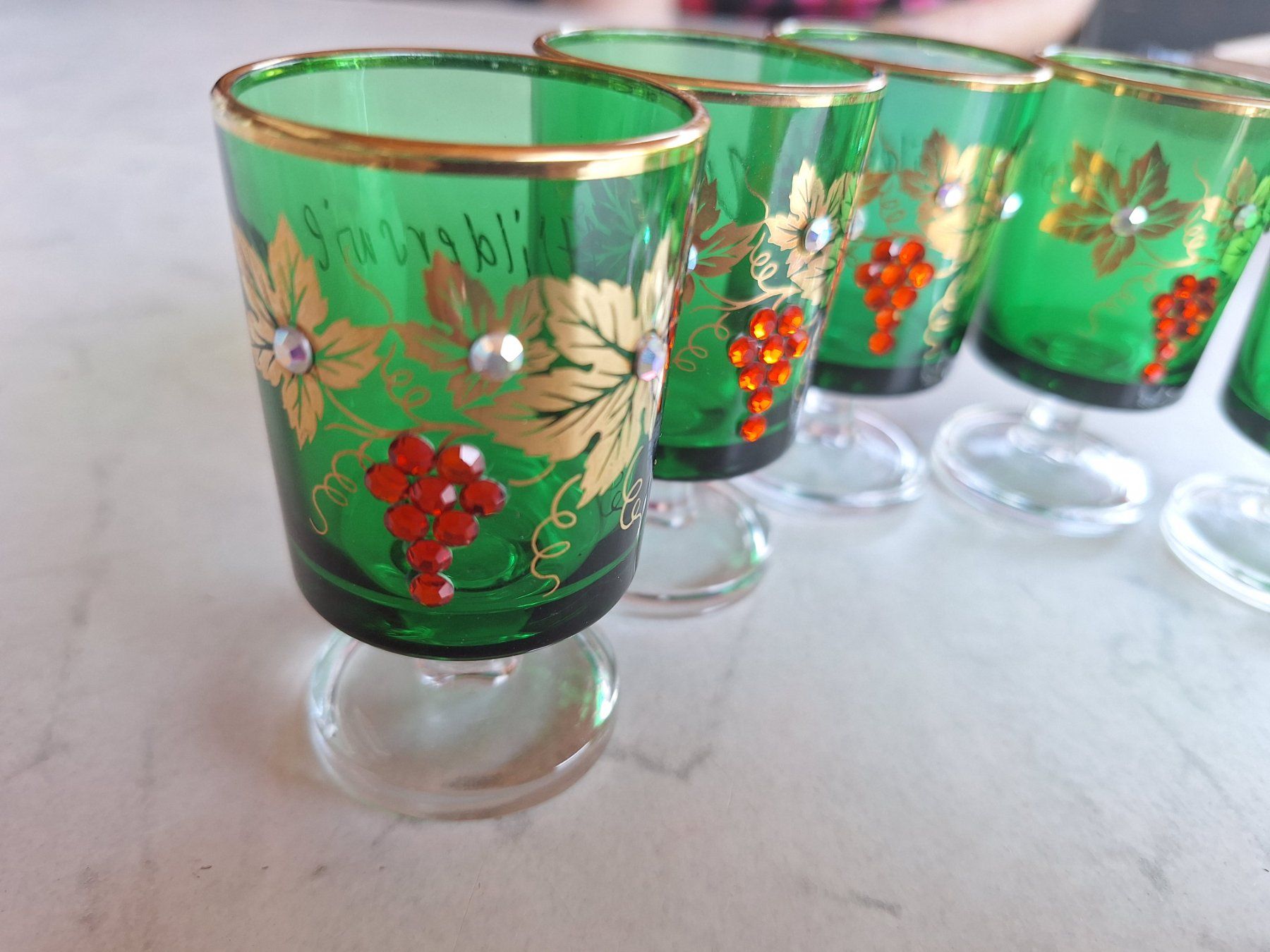 Bicchieri: 6ER SET VINTAGE SCHNAPSGLÄSER "WILDERSWIL" – Usato da Huttwil venduto da Kunterbuntli 1
