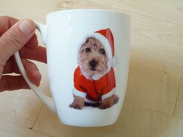 süsse HUND Terrier TASSE   Weihnachts Cup Becher Trinkgefäss
