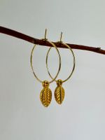 Creolen Gold - hypoallergen - edler Blattanhänger - handmade