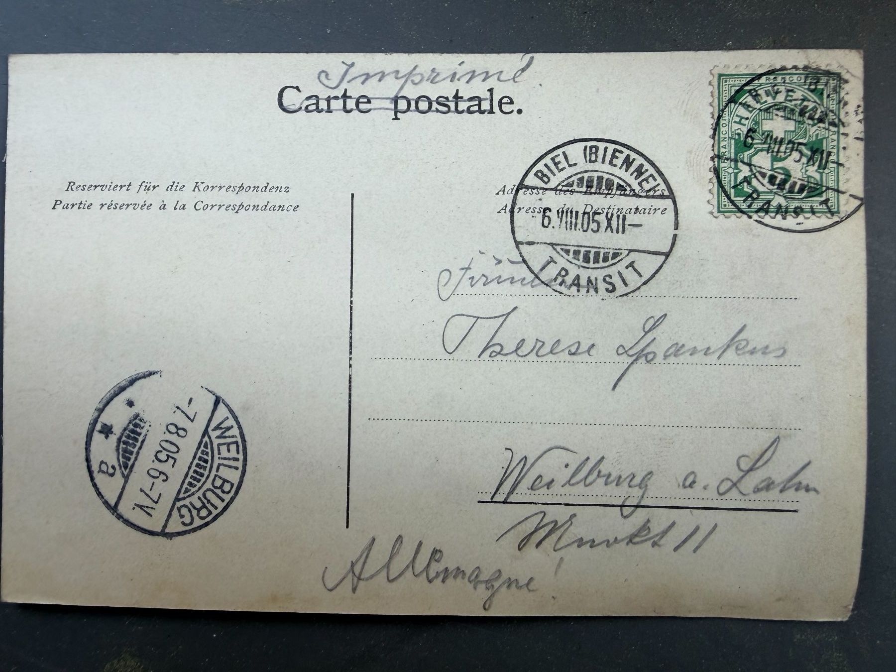 Cartoline postali: BIEL -  Ansichtskarte – Usato da Tegerfelden venduto da siebenmacky 1
