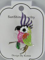 Bunte - PAPAGEIEN - Brosche 🦜 aus Korea - Neu - 5x3cm