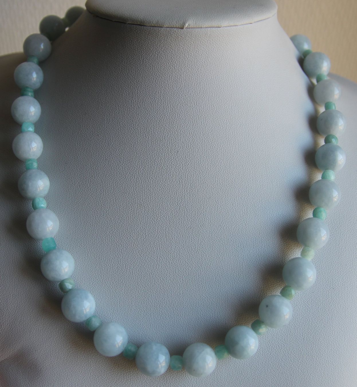 Catenine: NEU: Aquamarin Amazonit Kette Collier mit Edelstahl – Nuovo (secondo la descrizione) da Matten b. Interl venduto da Edelsteingalerie