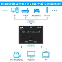 Commutateur Displayport 1.4 8k HD séparateur bidirectionnel