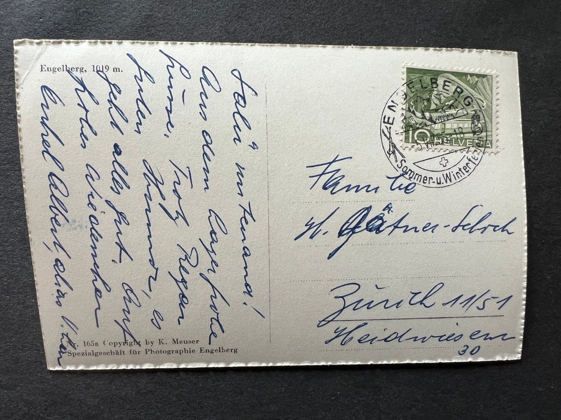 Cartoline postali: Ansichtskarte Engelberg 1955     (M186) – Usato da Hinwil venduto da Sidi4 1