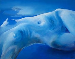 Gemälde: Winterfrau, Original Oel auf Leinwand, 80x100 cm