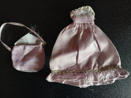 Vintage Skipper Mauve Satin Abendkleid 1980er - 90er Jahre