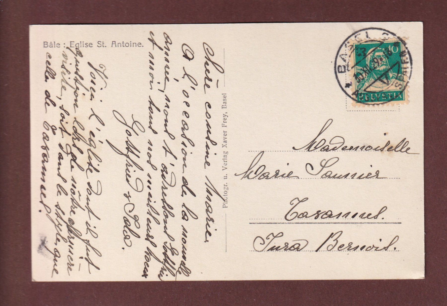 Ansichtskarten: BASEL - St. Antoniuskirche - 1929 – Gebraucht aus Pully von nicecards-shop 1