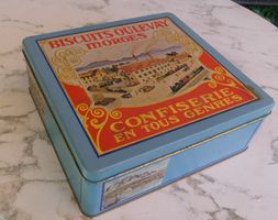 Alte Bisquit Dose Oulevay Morges Confiserie Blechdose 🖼️...