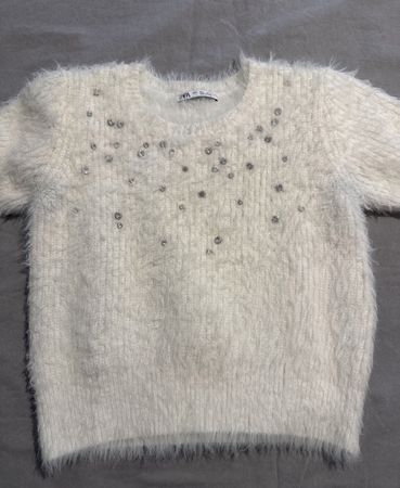 PULL BLANC DUVETEUX À STRASS