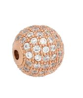 Metallperle mit Cubic Zirconia Micro Pavé – 8 mm – Roségold