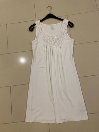 Alba Moda Sommerkleid in Weiss mit Perlenstickerei Gr. 38