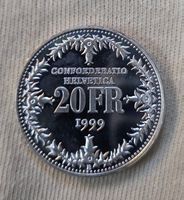 Silber, 20 Fr. Gedenkmünze,150 Jahre Post 1999