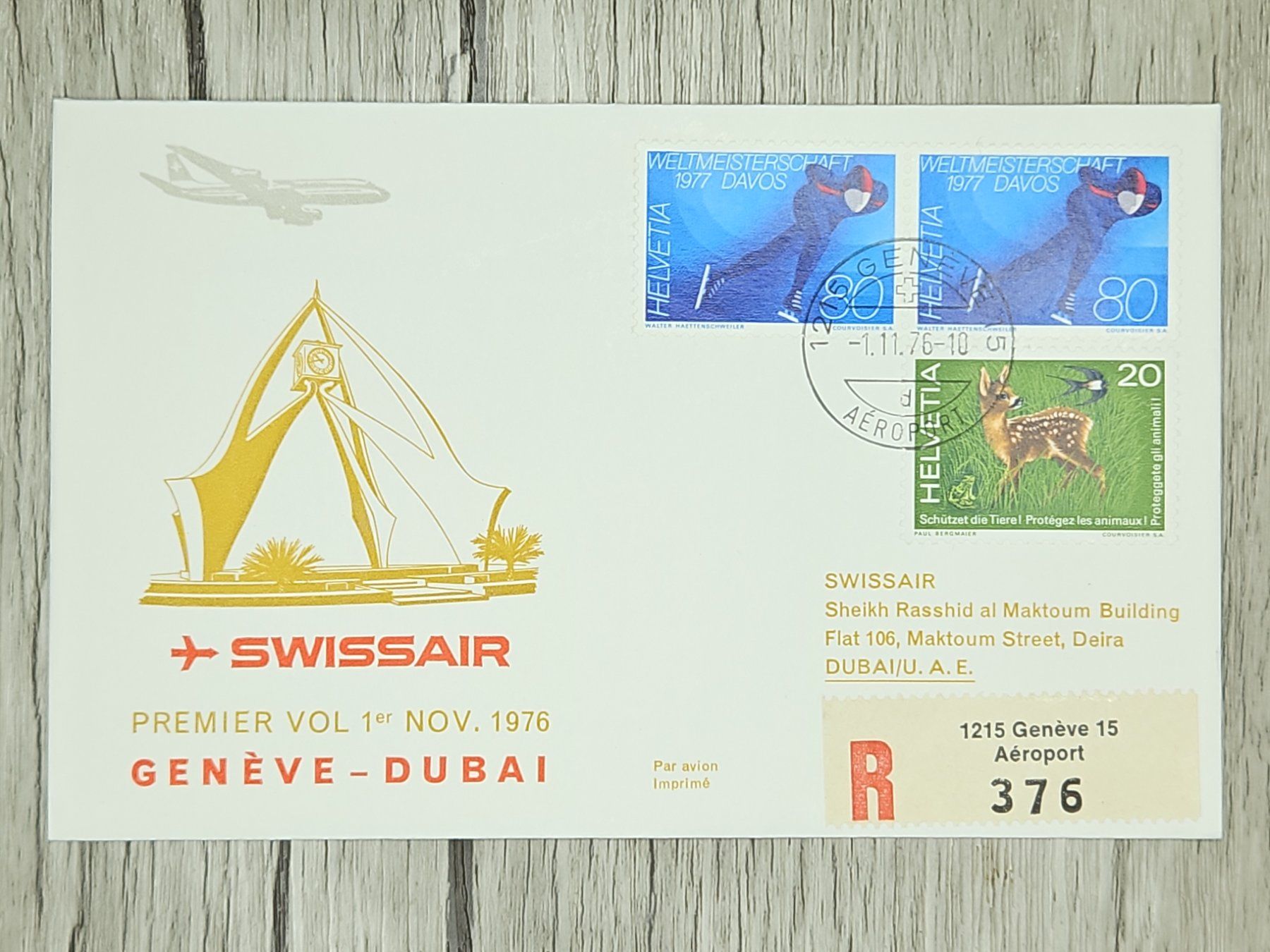 Tutti i francobolli: CL12 Enveloppe + Timbre Suisse 1976 Thème Aviation – Usato da Cousset venduto da Patrick_Collections