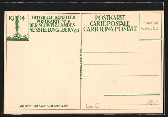 Cartoline postali: Bern, Schweizerische Landes-Ausstellung  – Usato da Berlin venduto da bartko-reher 1