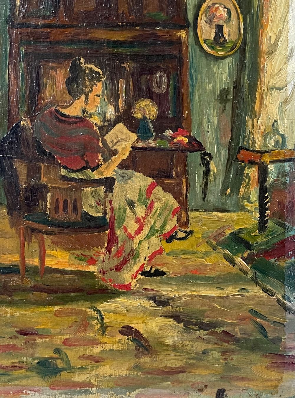 Gemälde: Buch lesende Dame Interessantes Gemälde – Gebraucht aus Root von  3