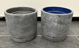 2er-Set Übertöpfe in Beton-Optik - Ø 13 x 12 cm
