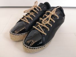 🤩NAVYBOOT LACK-LEDER ESPADRILLES-SNEAKER SCHWARZ, NEUWERTIG