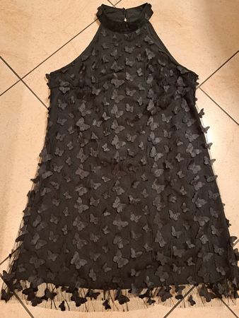 Festliches Damenkleid schwarz mit Schmetterlingen Gr. M/L