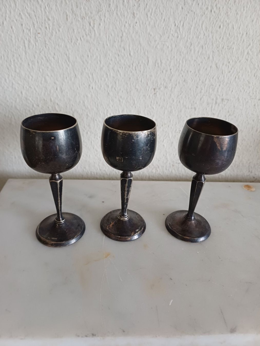 Bicchieri: 6 Mini-Pokale Kelche Likörkelche Schnapsbecher versilbert – Usato da Marly venduto da Rolmax 2