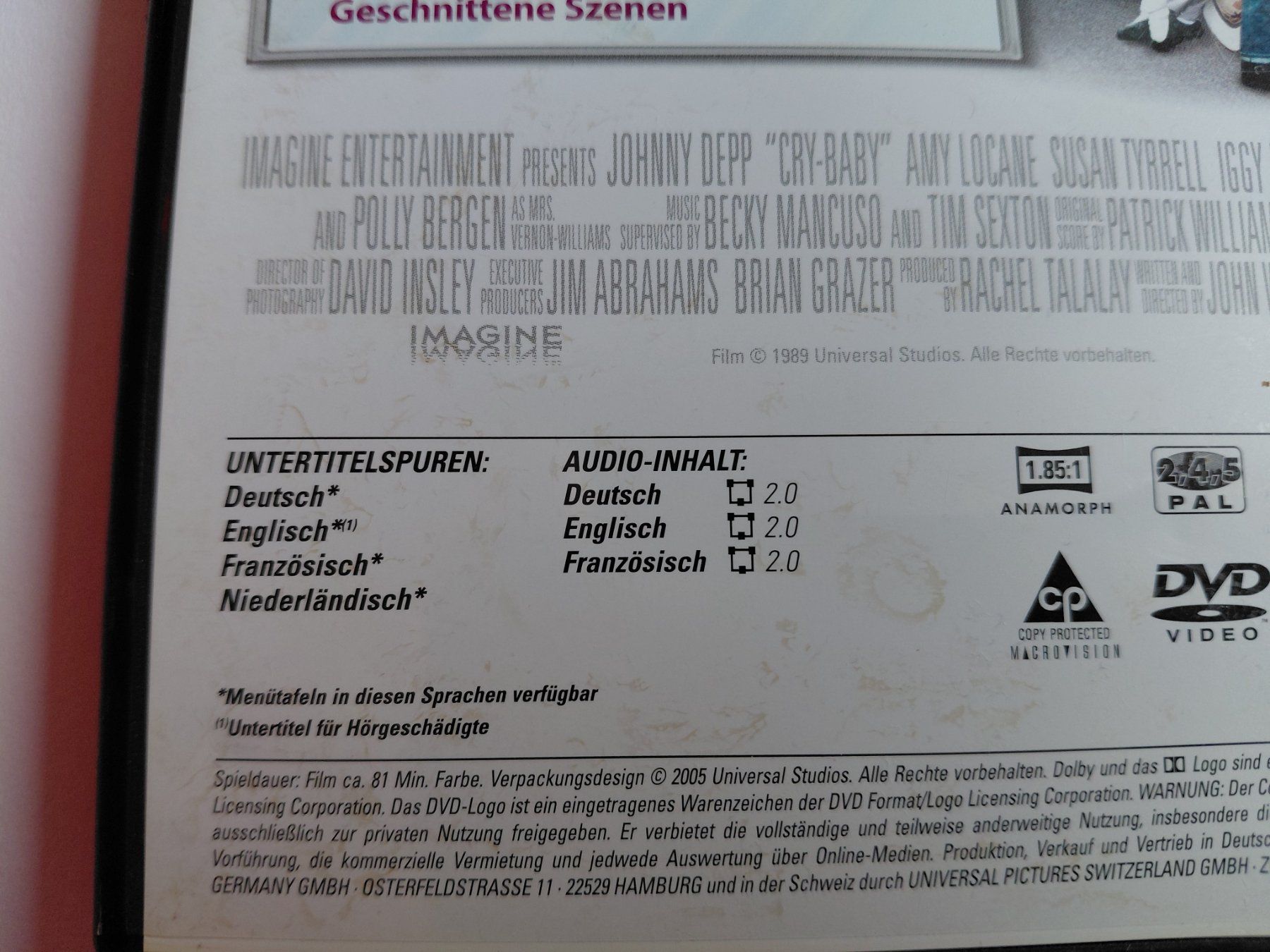 Tutti i DVDs: CRY BABY (avec VF) – Usato da Denges venduto da Hellboy10 2