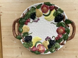 Grosse Vintage Keramik Servierplatte Italien Obst-Relief 