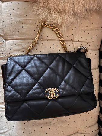 Chanel 19 Black Quilted Leather Maxi Flap Bag